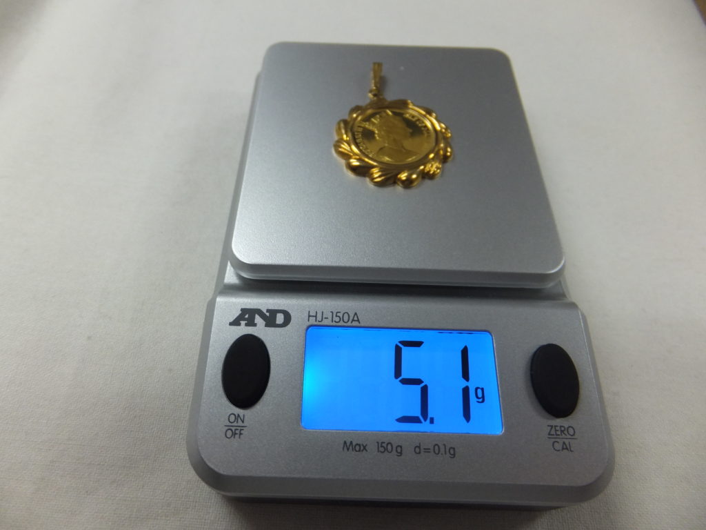  K18バチカン付きエリザベス金貨　ペンダントトップ 　総重量5.1g